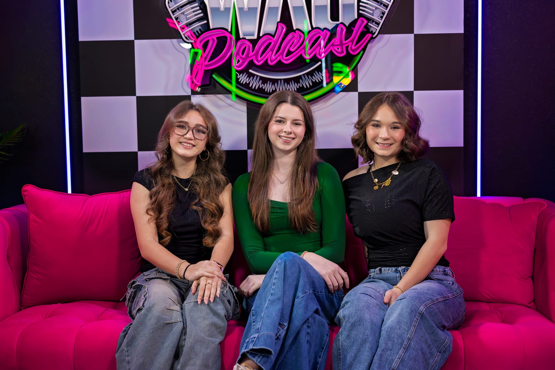 Angelina, Scarlett, and Annabella on the WAG Podcast set